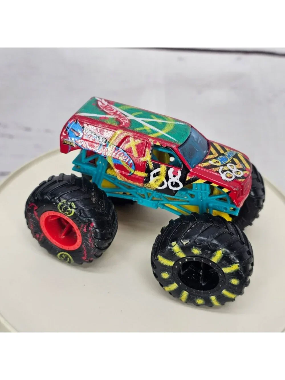 Hot Wheels Monster Truck Graffiti Design Die-Cast Toy 68 Red/Multicolor